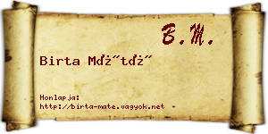 Birta Máté névjegykártya